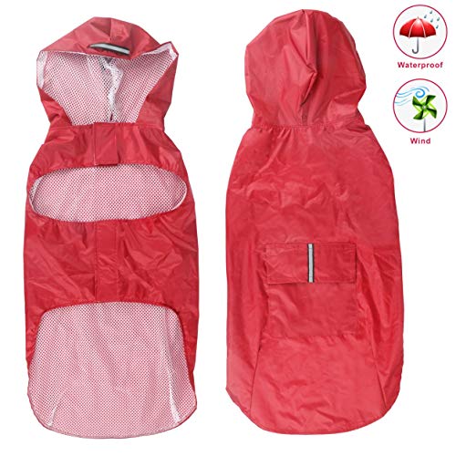 Idepet Chubasquero para perros con capucha y cuello,Poncho impermeable para lluvia para perros Chaqueta de lluvia para perros Sudaderas a prueba de viento perros pequeños, medianos y grandes