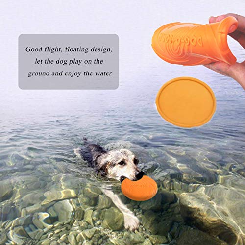 JIeGuanG Frisbee, Juguete de Goma elástica para Mascotas para Perros y Gatos pequeños, medianos, Color Naranja