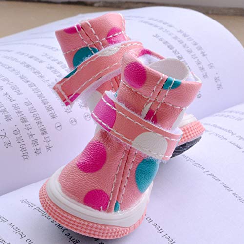 JIUYUE Botas Nueva Perro Puntos PU Zapatos Calientes de la Venta de Nieve Nieve del Invierno Blanco Rosado de Animales Botas for Puppy Animales Pequeños Yorkshire Dachshund de Suministro