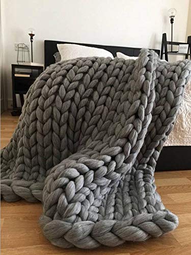 Jlxl Confortable Manta Tejida Mano Suave Mantas para Cama Sofá Tiro De Cama Manta De Microfibra Completa para Decoración del Hogar Alfombra para Mascotas (Color : Medium Gray, Size : 60x60cm)