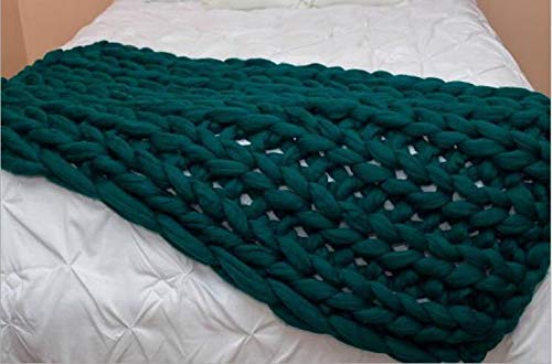 Jlxl Manta De Punto Grueso, Suave Manta De Microfibra Hecha a Mano Que Hace Punto Silla De Cama para Mascotas Sofá Estera De Yoga Alfombra (Color : Dark Green, Size : 80x80cm)