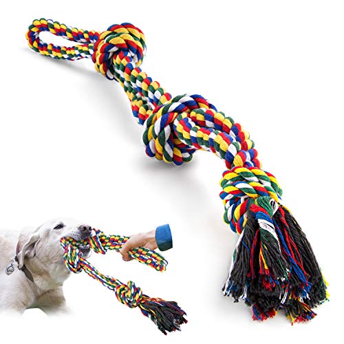 Juguetes de para perros, Juguete para masticar con 3 nudos para los que mastican con agresividad, cuerda interactiva para perros de razas grandes, Cuerdas XL de 66cm para perros grandes y fuertes