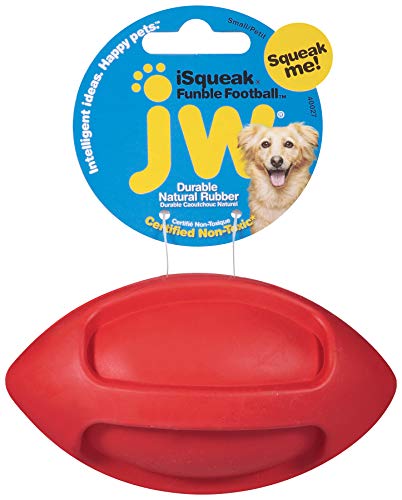 JW JW40027 Juguete Isqueak Funble Football Small, Pequeño Balón De Rugby Chorros De Goma Gruesa para Perros, S