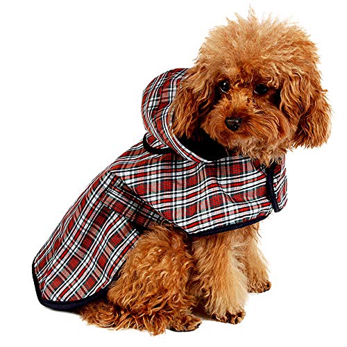 LeerKing Impermeable para Perros Abrigo Impermeable para Mascotas Chubasquero con Capucha y Agujero para Arnés con Etiqueta Mágica para Perros Pequeños y Medianos S