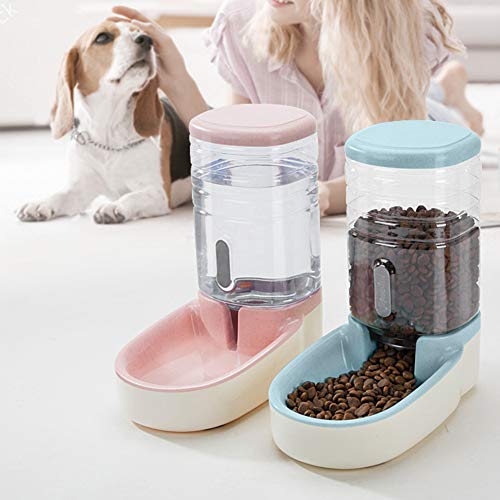 LRKZ Alimentador Automático De Mascotas, Dispensador De Alimentos De Plástico De Gran Capacidad De 3.8L, Máquina De Alimentación De Agua para Maceta,Rosado,DrinkingFountain