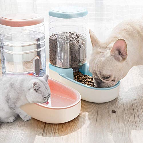 LRKZ Alimentador Automático De Mascotas, Dispensador De Alimentos De Plástico De Gran Capacidad De 3.8L, Máquina De Alimentación De Agua para Maceta,Rosado,DrinkingFountain