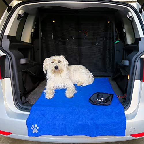 MACCAO XXL Toalla para Perros 150 x 80 cm para Perros Grandes Microfibra Extra Absorbente y de Secado rápido, Azul