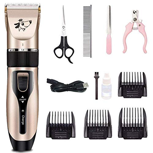 Maquinillas Eléctricas Perro preparación del gato Profesional Un kit de pelo recargable Trimmer poco ruido de animal doméstico eléctrico de las podadoras de pelo del corte de pelo Máquina de afeitar S