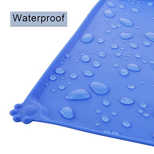 MOACC Alfombrilla de Silicona para Comederos de Perros Gatos, Estera Comida y Agua Antideslizante Impermeable Tapetes para Comer para Mascota, 47 x 30 cm