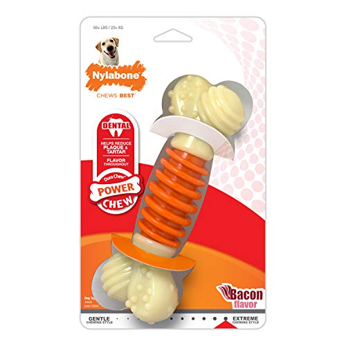 Nylabone Hueso masticable Doble de la Gama Extreme Juguete masticable para la higiene Dental de los Perros | Sabor a beicon | Grande | para Perros de hasta 23 kg