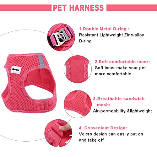 Petcomer Arnés Perro Red Suave Chaleco Acolchado Cómodo para Viajar Pasear con Mascota Pequeña Gatito y Cachorro (S Rosa)