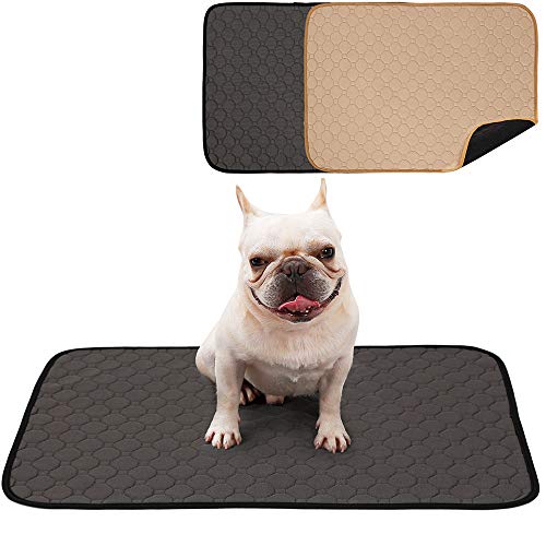 PETEMOO Empapadores Perros, Pañales de Perro Lavable y Reutilizables Empapadores de Entrenamiento para Adecuado para Perros Pequeños y Medianos o Gatos, Antideslizante, 2 Pack(Gris + Amarillo)