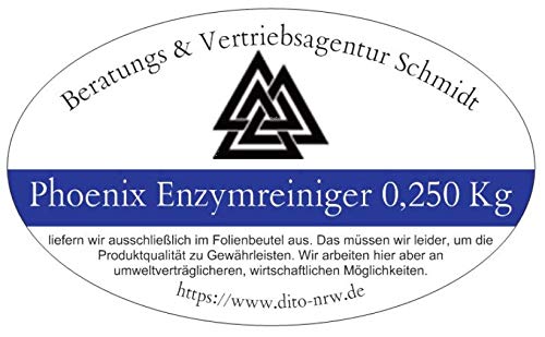 PHOENIX Limpiador enzimático 250 g en bolsa de plástico para al menos 12,5 litros limpiador universal, eliminador de olores, eliminador de olores y olores, orina permanente de estrich UVM.