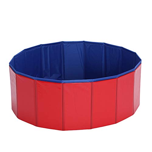 Piscina para Mascotas De Perros Y Gatos, Plegable, Grande, Multifunción, Bañera De PVC, Baño Al Aire Libre, Piscina De Bolas para Niños, Rojo (XL: 120X30 Cm)