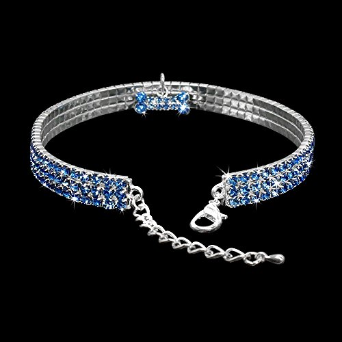 PMWLKJ Puppy Pet Shiny Full Rhinestone Collar Collar para Mascotas Puppies Supplies L Blue