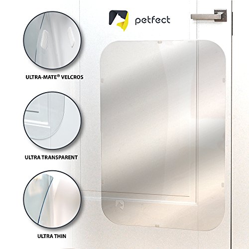 Protector de arañazos de perro para puerta de PETFECT. Juego de 2 protectores de arañazos para puerta para uso interior y exterior, transparente (35,5 x 24)