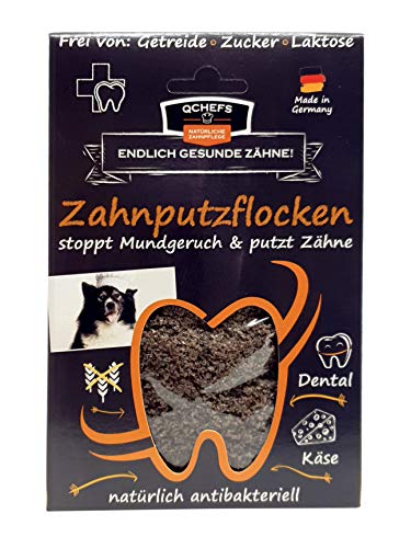 QCHEFS Dental Flakes | Comida para Perros | contra el Mal Aliento | Limpieza Dental | Bienestar para alérgicos | Aliento y la Placa