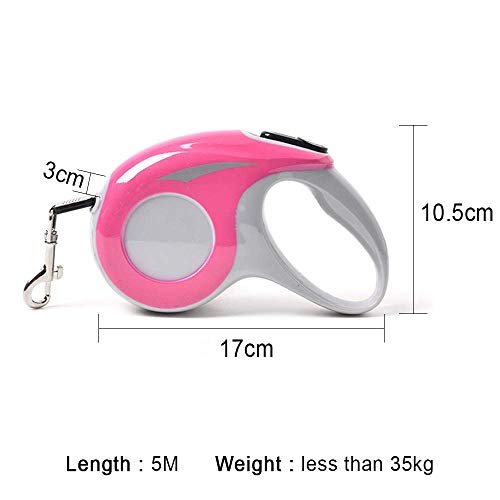 SACALA Correa retráctil para Perro, 3 m, Resistente Correa para Caminar para Mascotas, para Perros XS/S/M/M o Gatos de hasta 90 Libras, sin enredos. Freno de una Mano (Rosa)