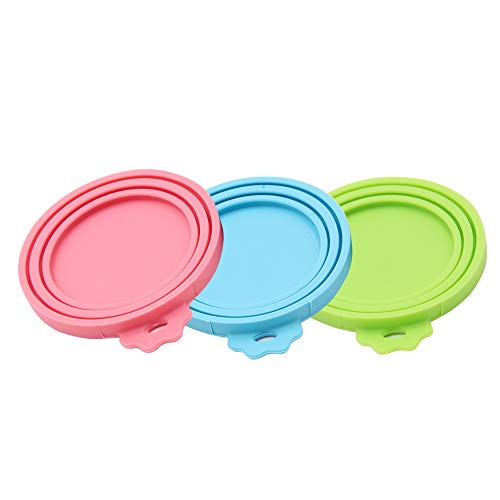 SENDR.KR Tapas de Silicona para latas de Comida para Perros y Gatos, sin BPA, Tapas de Silicona para Todas Las Tapas estándar de Comida para Perros y Gatos, 3 Unidades