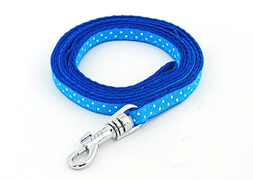 SMALLLEE_LUCKY_STORE Arnés Correa y Collar Ajustable de Lunares para Gato Correa de Paseo para Perro Pequeño Gatos y Conejos Azul