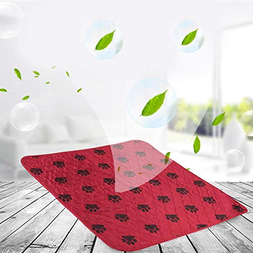 Smandy Almohadillas para Perros, Estera Impermeable para la orina Orina de la Cama Estera Reutilizable para el Entrenamiento del Perro Estera de alimentación Lavable Alfombra de Whelping(Red L)