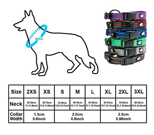 Tineer Ajustable Nylon Collares de Perro Acolchado Suave Collar Reflectante para el Entrenamiento del Perro al Aire Libre cómodo Collar de Mascotas para Todas Las Razas (XS (30-35cm), Rojo)