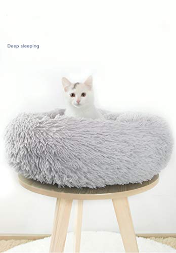 Vivi Bear Cama de Gato Cama de Perro Extra Suave Cómodo Lindo,Cojín de Gato Lavable de la Cama,Lecho Ovalado de Cueva de anidación Adecuado para Gatos y Perros pequeños y medianos(70 cm de diámetro)