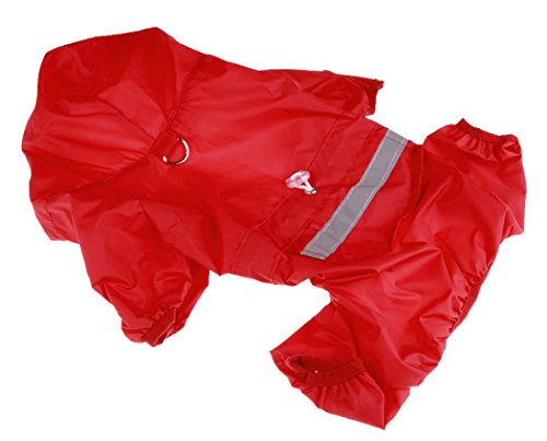 Xiaoyu chaqueta impermeable para perro de mascota con chubasquero impermeable y tiras reflectantes de seguridad ajustables para perro, rojo, XXL