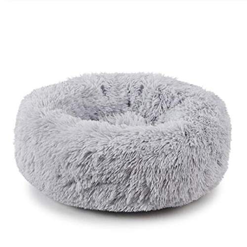 YOHAPPY Cama para Mascotas para Gatos y Perros, Cama para Perros Redonda súper Suave Cama Ovalada con Forma de Dona Cueva para Gatos y Perros pequeños y medianos (50 cm de diámetro) (Gris Claro)