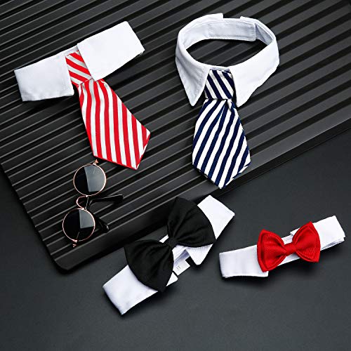 4 Piezas de Pajarita de Mascotas Corbata Ajustable Collar de Perro Formal para Perros Pequeños y Gatos Corbatas de Aseo para Cachorros Accesorios de Fiesta (S, Negro, Rojo, Rojo Blanco, Azul Blanco)