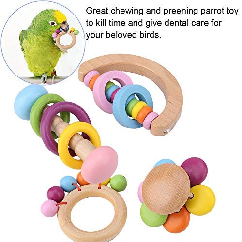 4 UNIDS Loro Juguetes Para Masticar, Aves para Mascotas Colgante de Madera Juguete de Loros Jaula Conjunto de Juguete Periquitos Juguetes Accesorios para Loros Pequeños Cockatiel Conures Love Birds