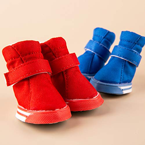 4 Unids/Set Zapatos de Lona para Perro Otoño Invierno Antideslizante Chihuahua Pequeño Animal Pequeño Cachorros Gato Bota