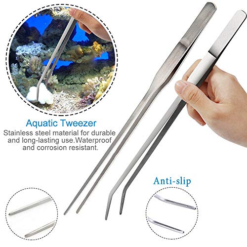 Acuario Aquascaping Kit 4 en 1 Acero Inoxidable Acuario Tanque Planta Acuática Aquarium Herramienta Accesorios Pinzas Tijeras Espátula