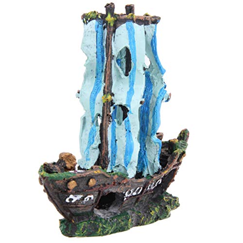 Acuario Naufragio Decoraciones Adornos para Tanques De Peces, Barco Pirata, Adornos De Resina para Tanques De Peces, Adornos para Acuarios De Cuevas para Acuarios De Agua Salada De Agua Dulce