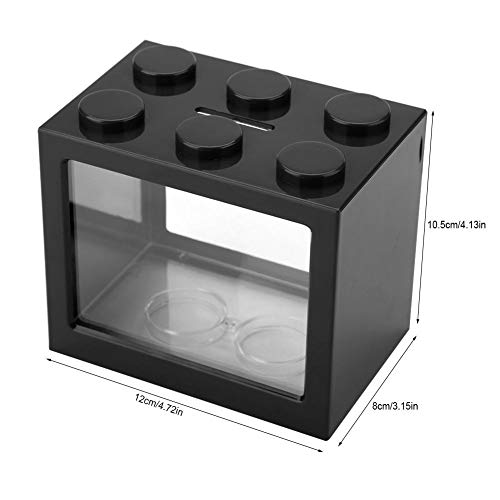 Acuario Tanque de Peces Decorativo Mini Acuario USB LED Lámpara de Luz Tanque de Pescado Lámpara de Escritorio Tanque de Pescado para Caja de Oficina Mesa de Té Decoración(Negro)