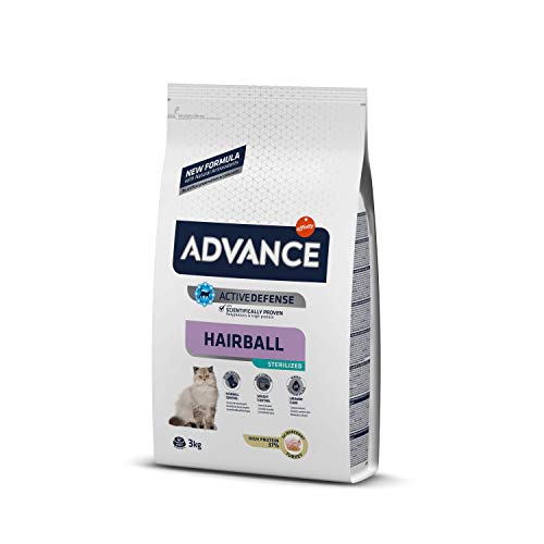 Advance Hairball Sterilized - Pienso para Gatos esterilizados con propesión a Formar Bolas de Pelo - 3 kg