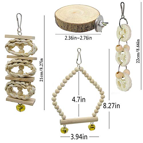 Aidiyapet Juego de 8 Soportes para pájaros de Madera Natural para Colgar, Ideal para pequeños periquitos, cacatúas, conuras, Pinches, periquitos, guacamayos