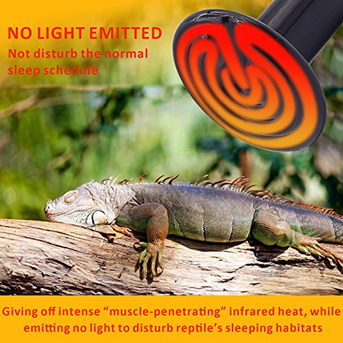 Aiicioo Lámpara de Calefacción de Cerámica para Terrario No hay Luz Bueno para la Tortuga/Serpiente/Dragón Barbudo Bombilla Calor Reptiles Superficie de Onda Sólida Alta Calidad (100w, 2 piezas)