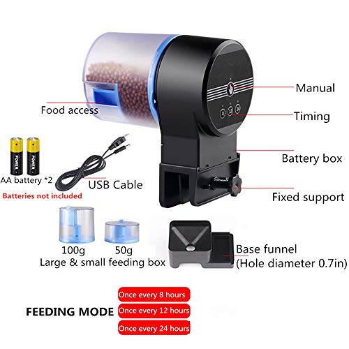 Alimentador automático de peces, Smart Aquarium Timer Feeder 3 modos para el acuario de peces Cada día de vacaciones Fin de semana Pescado Dispensadores de alimentos con 2 dispensadores de alimentos