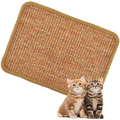 ALLOMN Estera para Rascar el Gato, Almohadilla de Sisal Natural, Almohadilla para Gato, Garras de Afilar el Gato, Cuidado de Las Patas del Gato, Juguete de Cuidado S/M/L/XL (XL : 40×60cm)