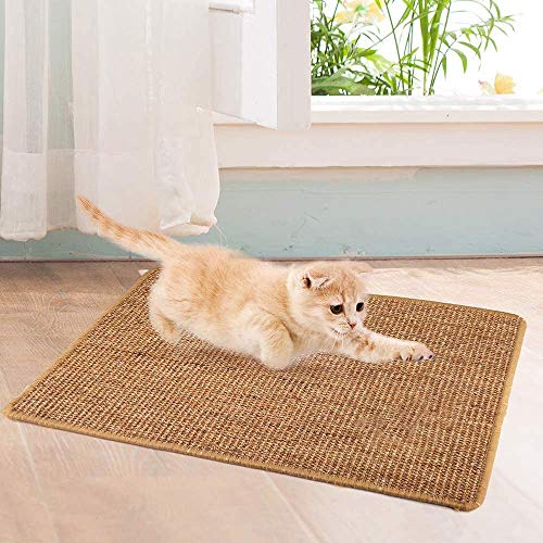 ALLOMN Estera para Rascar el Gato, Almohadilla de Sisal Natural, Almohadilla para Gato, Garras de Afilar el Gato, Cuidado de Las Patas del Gato, Juguete de Cuidado S/M/L/XL (XL : 40×60cm)