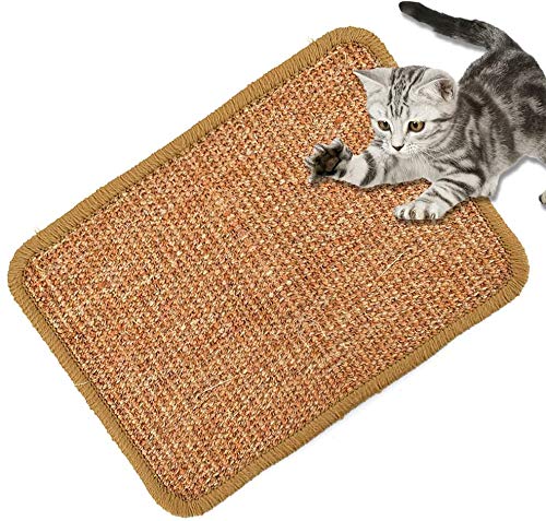 ALLOMN Estera para Rascar el Gato, Almohadilla de Sisal Natural, Almohadilla para Gato, Garras de Afilar el Gato, Cuidado de Las Patas del Gato, Juguete de Cuidado S/M/L/XL (XL : 40×60cm)