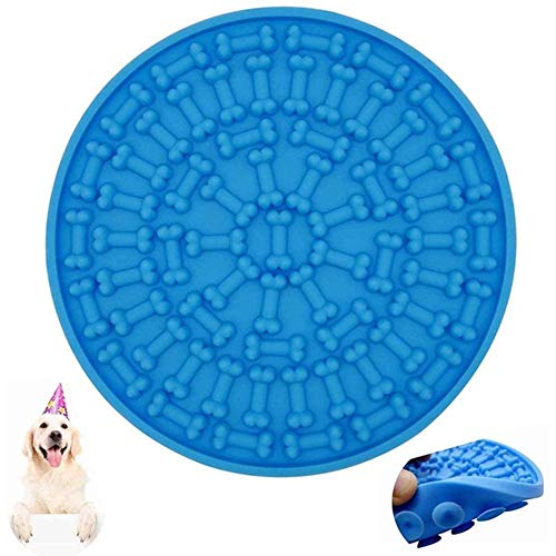 Amasawa Almohadilla para Lamer Perros,Alfombra para Lamer para Baño de Perros con Alimentador Lento de Succión, Utilizado para Entrenamiento Cosmético de Baño (Azul)