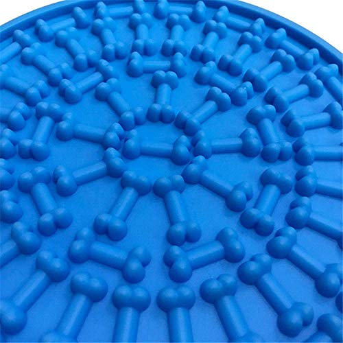 Amasawa Almohadilla para Lamer Perros,Alfombra para Lamer para Baño de Perros con Alimentador Lento de Succión, Utilizado para Entrenamiento Cosmético de Baño (Azul)