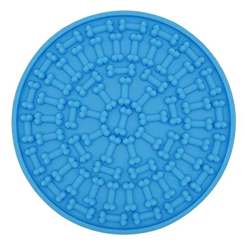 Amasawa Almohadilla para Lamer Perros,Alfombra para Lamer para Baño de Perros con Alimentador Lento de Succión, Utilizado para Entrenamiento Cosmético de Baño (Azul)