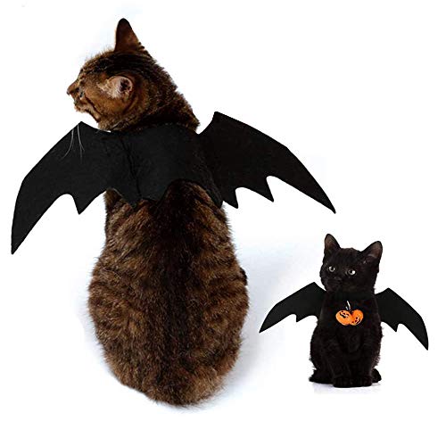 Amasawa Mascotas Alas de Murciélago, Disfraz de Mascota de Halloween Murciélago,Disfraz de Mascota Ropa Halloween Calabaza Gato Campana,Apto para Cachorros y Gatitos.