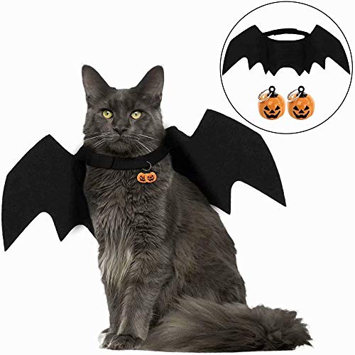 Amasawa Mascotas Alas de Murciélago, Disfraz de Mascota de Halloween Murciélago,Disfraz de Mascota Ropa Halloween Calabaza Gato Campana,Apto para Cachorros y Gatitos.