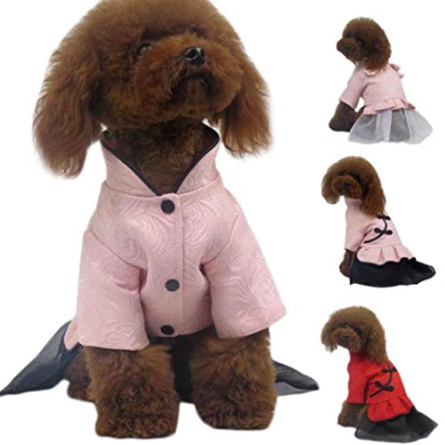 AMURAO Perros de Moda Cheongsam Ropa cómoda para Mascotas Vestido de Cachorro Cat Falda Traje Tang Suministros de Mascotas