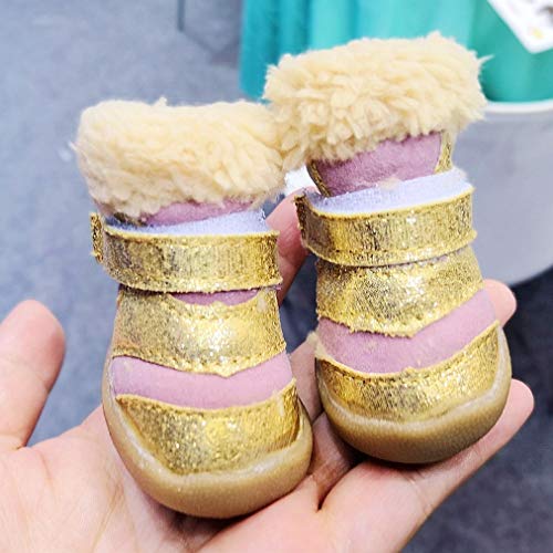 AMURAO Zapatos para Mascotas de Invierno Botas de Nieve para Perros de Gamuza súper cálidas Cachorro Pequeño Pie de Animal Medio Pug Yorkshire Terrier Pug