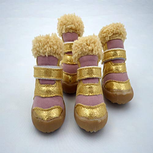 AMURAO Zapatos para Mascotas de Invierno Botas de Nieve para Perros de Gamuza súper cálidas Cachorro Pequeño Pie de Animal Medio Pug Yorkshire Terrier Pug